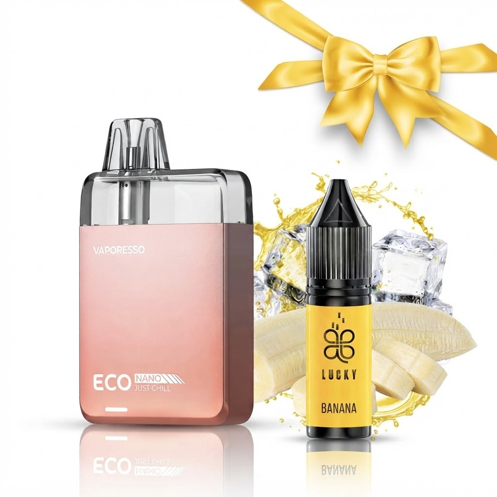 Набір Vaporesso Eco Nano+набір для самозамісу Lucky Banana 10 ml 50 mg — комплектуючі для вейпа DUDKA