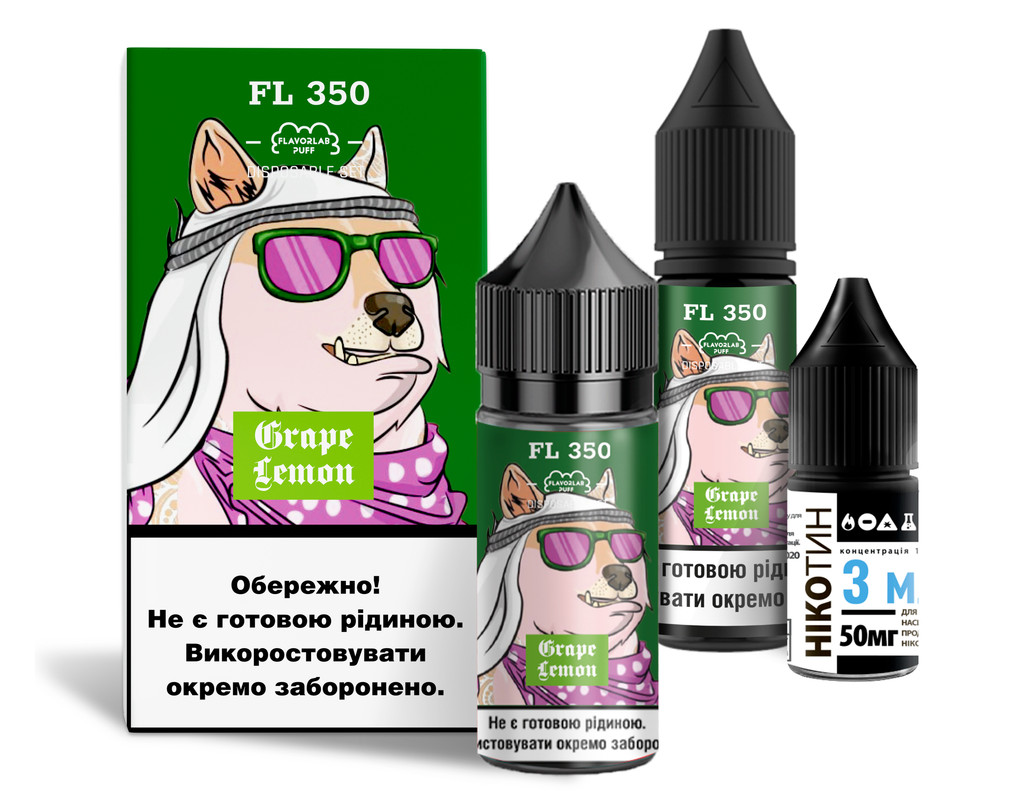 FLAVORLAB FL350 30 мл Grape Lemon / Виноград лимон — рідина для вейпа FLAVORLAB