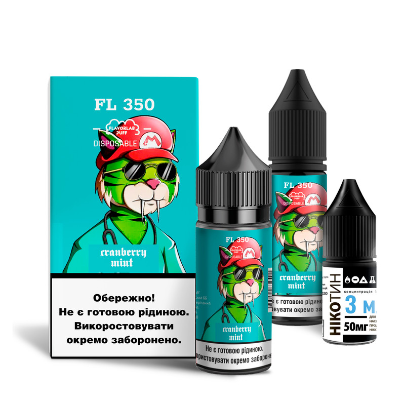 FLAVORLAB FL350 30 мл NEW Cranberry mint / Журавлина м'ята — рідина для вейпа FLAVORLAB