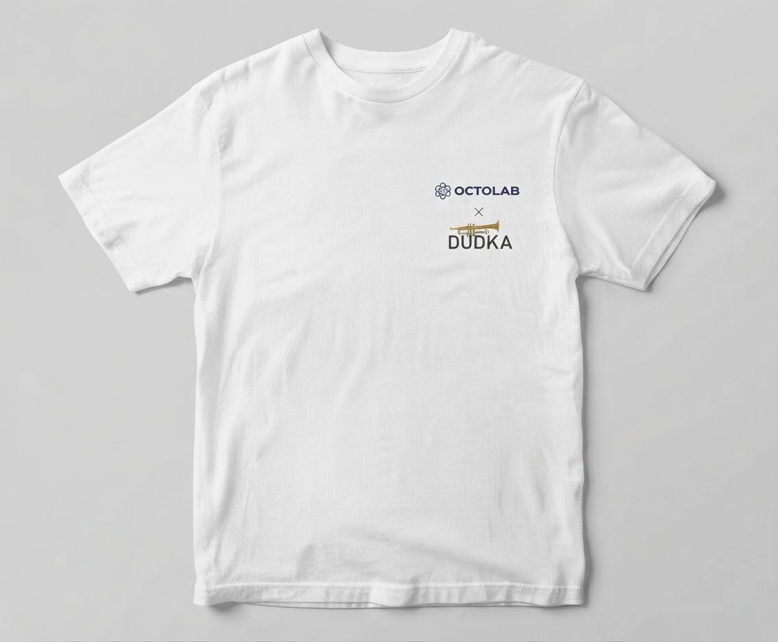 Футболка OCTOLAB × DUDKA White Logo — комплектуючі для вейпа DUDKA